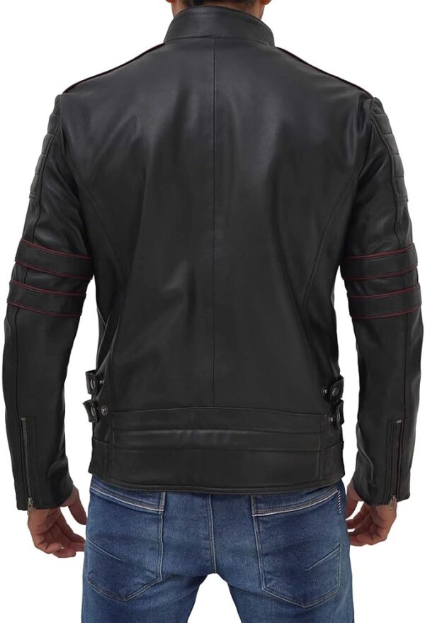 Leather Jacket Men - Real Lambskin Cafe Racer Style Casual Leather Jackets For Mens - Image 3