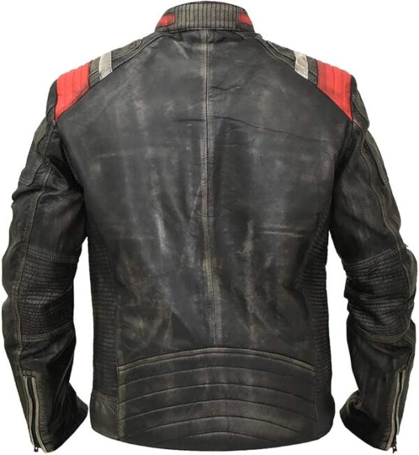 Cafe Racer Vintage Retro Distressed Biker Black Cowhide Leather Jacket - Moto Leather Jacket Men - Image 3