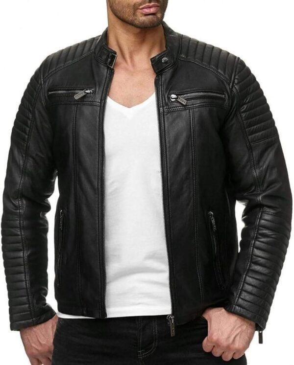 Men’s Quilted Black Leather Jacket