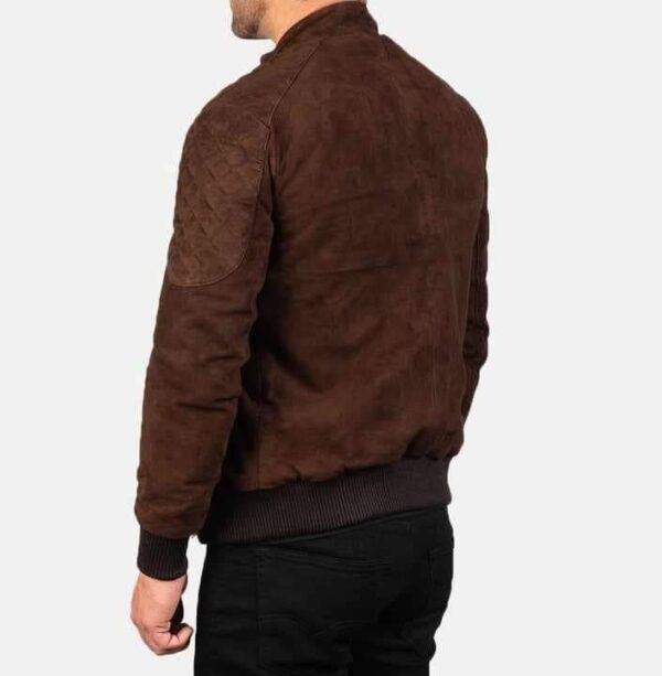 Mens Suede Jacket Brown Suede Bomber Jacket - Image 3