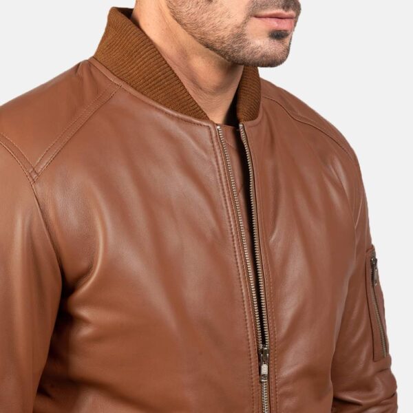 Leather Jacket Men Cognac Bomber jacket For Men - Image 2