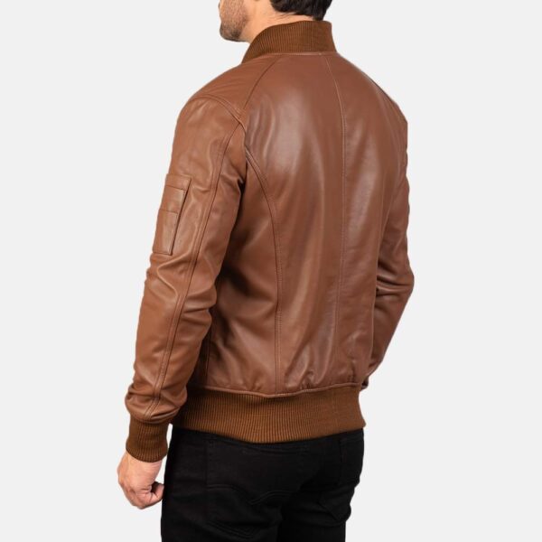 Leather Jacket Men Cognac Bomber jacket For Men - Image 4