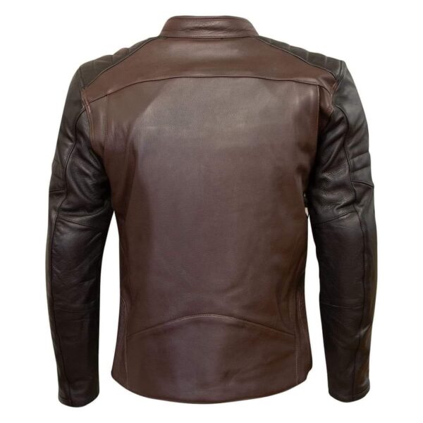 Mens motorcycle Leather Jacket Brown Biker Jacket - Image 6