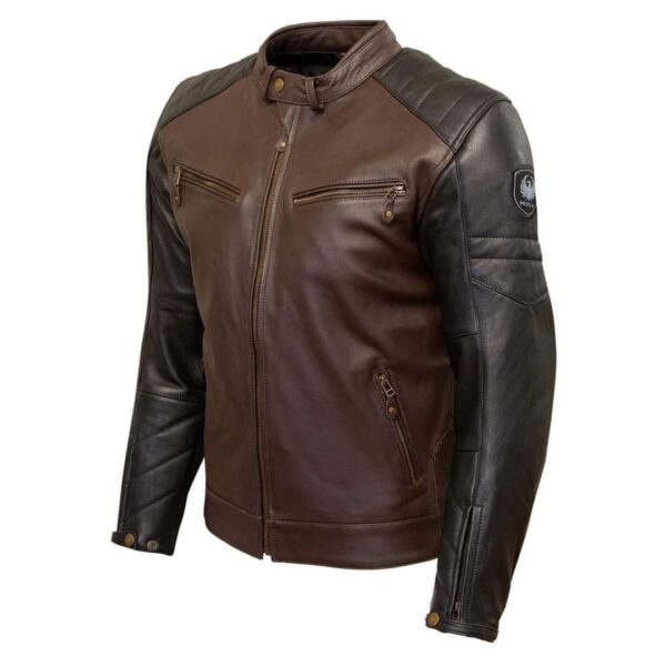 Mens motorcycle Leather Jacket Brown Biker Jacket - Image 3