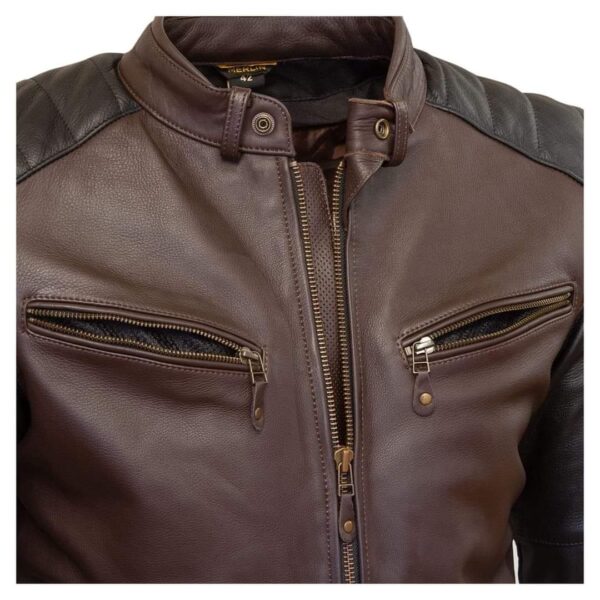 Mens motorcycle Leather Jacket Brown Biker Jacket - Image 5