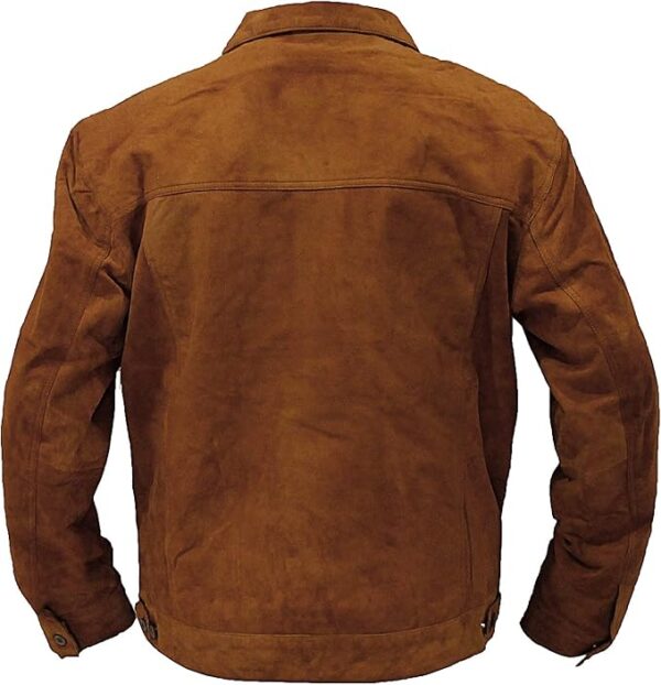 Mens Suede Leather Jacket Trucker Leather Shirt For Men - Image 4