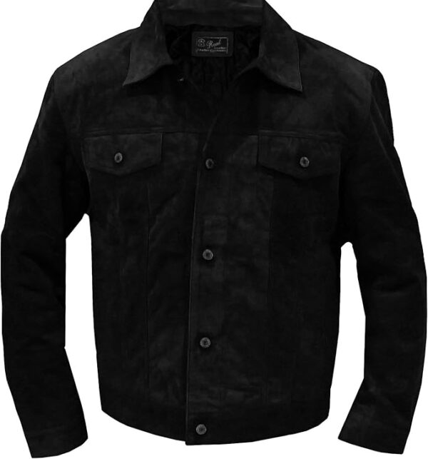 Mens Suede Leather Jacket Trucker Leather Shirt For Men