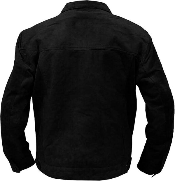 Mens Suede Leather Jacket Trucker Leather Shirt For Men - Image 2