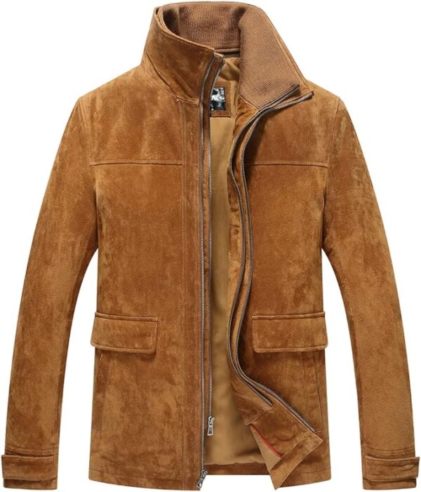 Mens Suede Jacket Long Leather Jacket For Men - Image 4