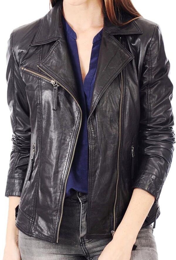 Womens Leather Jacket Geniune Leather Biker Jacket